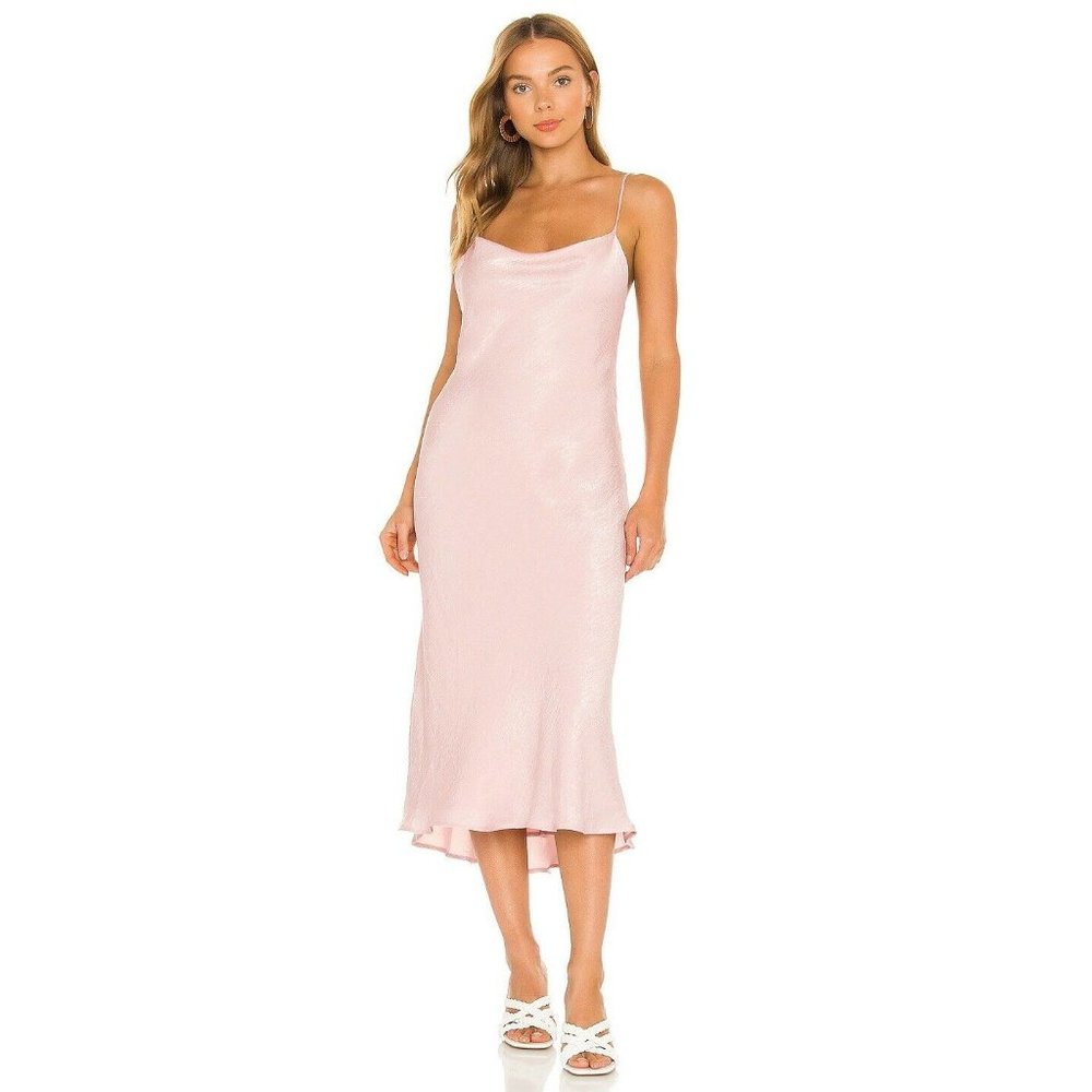 RESA Berri Dress Paris Pink Sand Midi Straps Slip Revolve XS NWOT $189